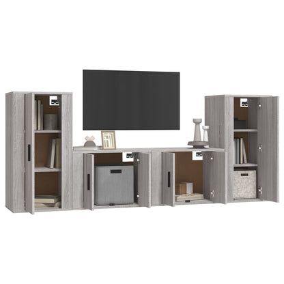 4-tlg. TV-Schrank-Set Grau Sonoma Holzwerkstoff