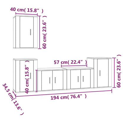 5-tlg. TV-Schrank-Set Hochglanz-Weiß Holzwerkstoff