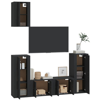 5-tlg. TV-Schrank-Set Schwarz Holzwerkstoff