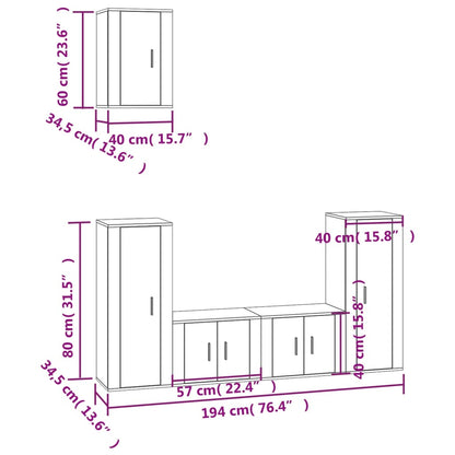 5-tlg. TV-Schrank-Set Sonoma-Eiche Holzwerkstoff