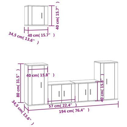 5-tlg. TV-Schrank-Set Schwarz Holzwerkstoff