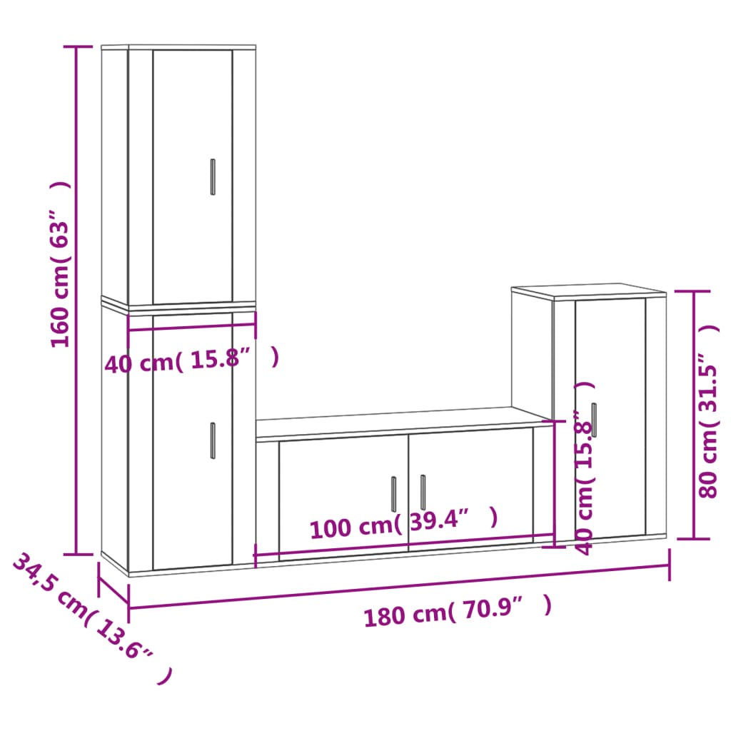 4-tlg. TV-Schrank-Set Weiß Holzwerkstoff