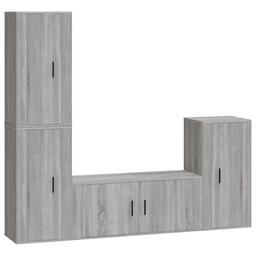 4-tlg. TV-Schrank-Set Grau Sonoma Holzwerkstoff