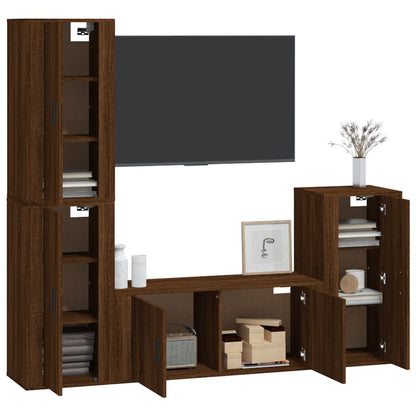 4-tlg. TV-Schrank-Set Braun Eichen-Optik Holzwerkstoff