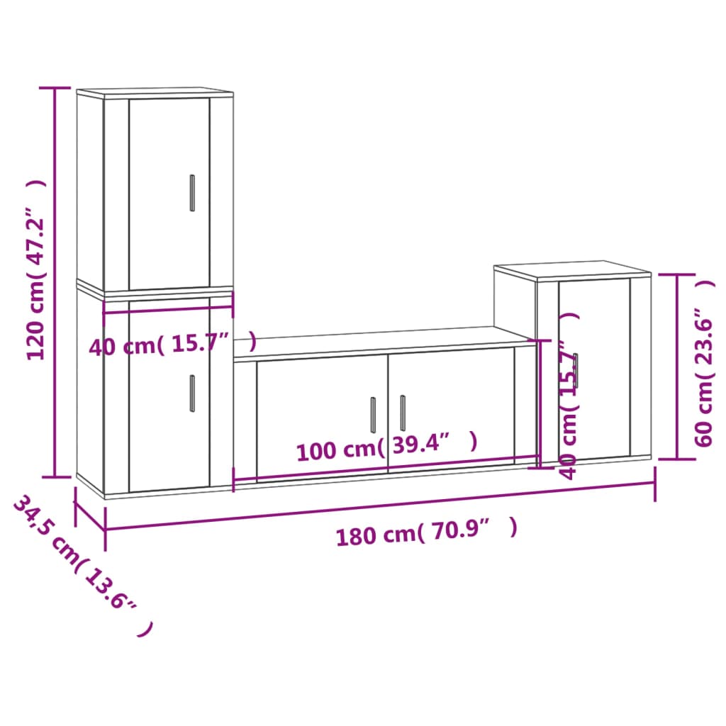 4-tlg. TV-Schrank-Set Weiß Holzwerkstoff