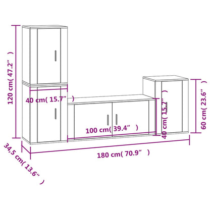 4-tlg. TV-Schrank-Set Hochglanz-Weiß Holzwerkstoff