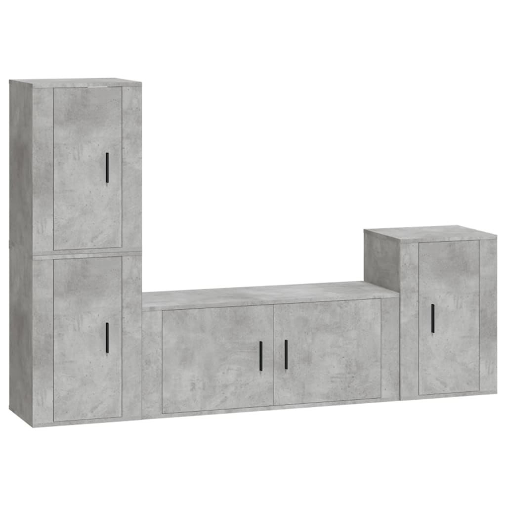 4-tlg. TV-Schrank-Set Betongrau Holzwerkstoff