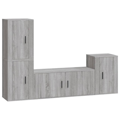 4-tlg. TV-Schrank-Set Grau Sonoma Holzwerkstoff