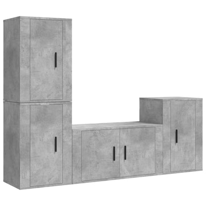 4-tlg. TV-Schrank-Set Betongrau Holzwerkstoff