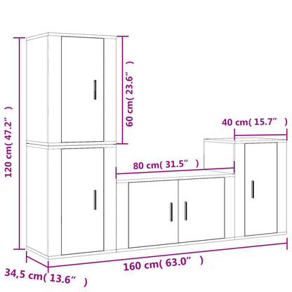 4-tlg. TV-Schrank-Set Betongrau Holzwerkstoff