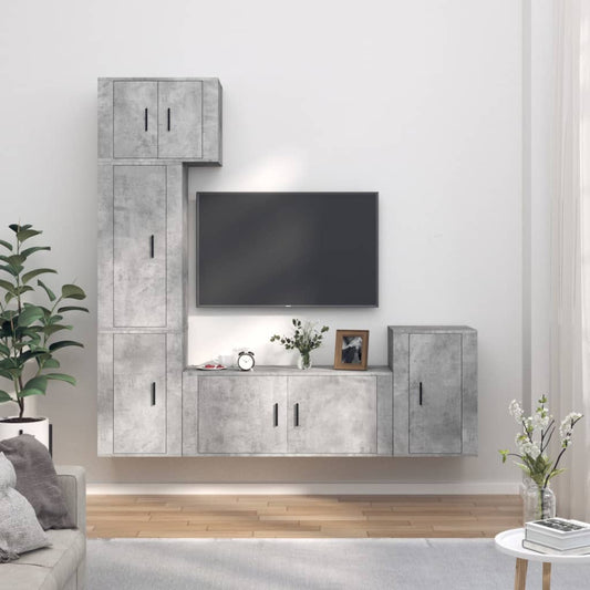 5-tlg. TV-Schrank-Set Betongrau Holzwerkstoff