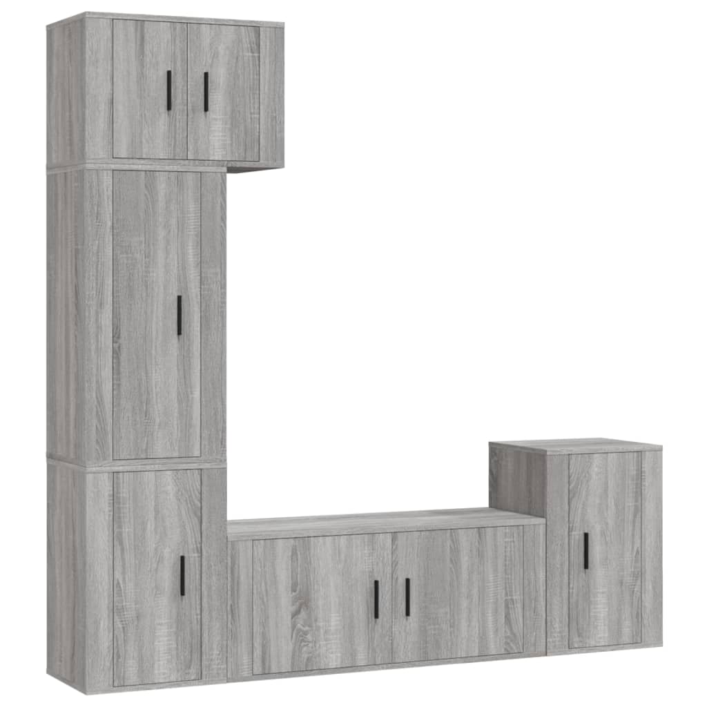 5-tlg. TV-Schrank-Set Grau Sonoma Holzwerkstoff