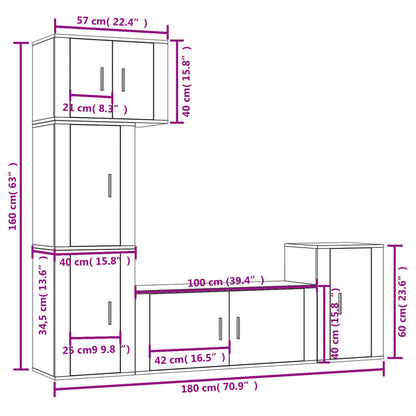 5-tlg. TV-Schrank-Set Weiß Holzwerkstoff