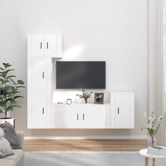 5-tlg. TV-Schrank-Set Weiß Holzwerkstoff