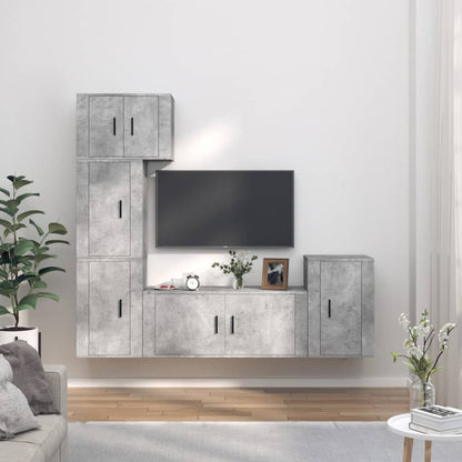 5-tlg. TV-Schrank-Set Betongrau Holzwerkstoff