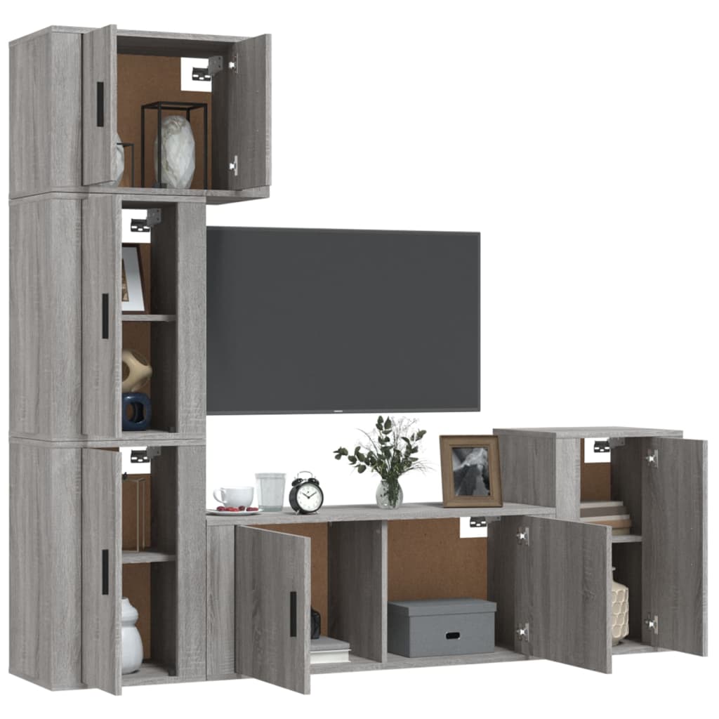 5-tlg. TV-Schrank-Set Grau Sonoma Holzwerkstoff