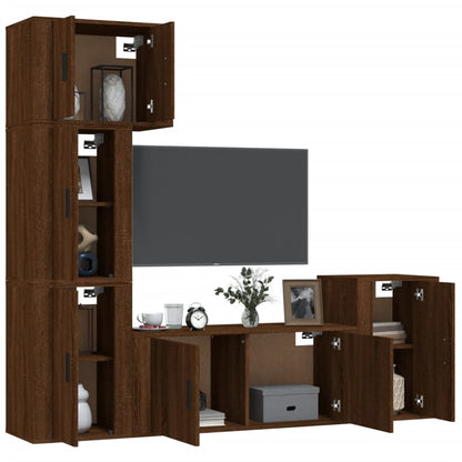 5-tlg. TV-Schrank-Set Braun Eichen-Optik Holzwerkstoff