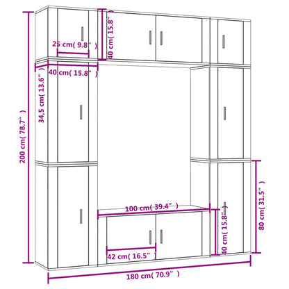 8-tlg. TV-Schrank-Set Weiß Holzwerkstoff