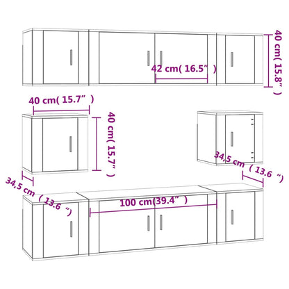 8-tlg. TV-Schrank-Set Hochglanz-Weiß Holzwerkstoff