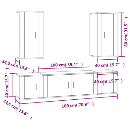 5-tlg. TV-Schrank-Set Hochglanz-Weiß Holzwerkstoff