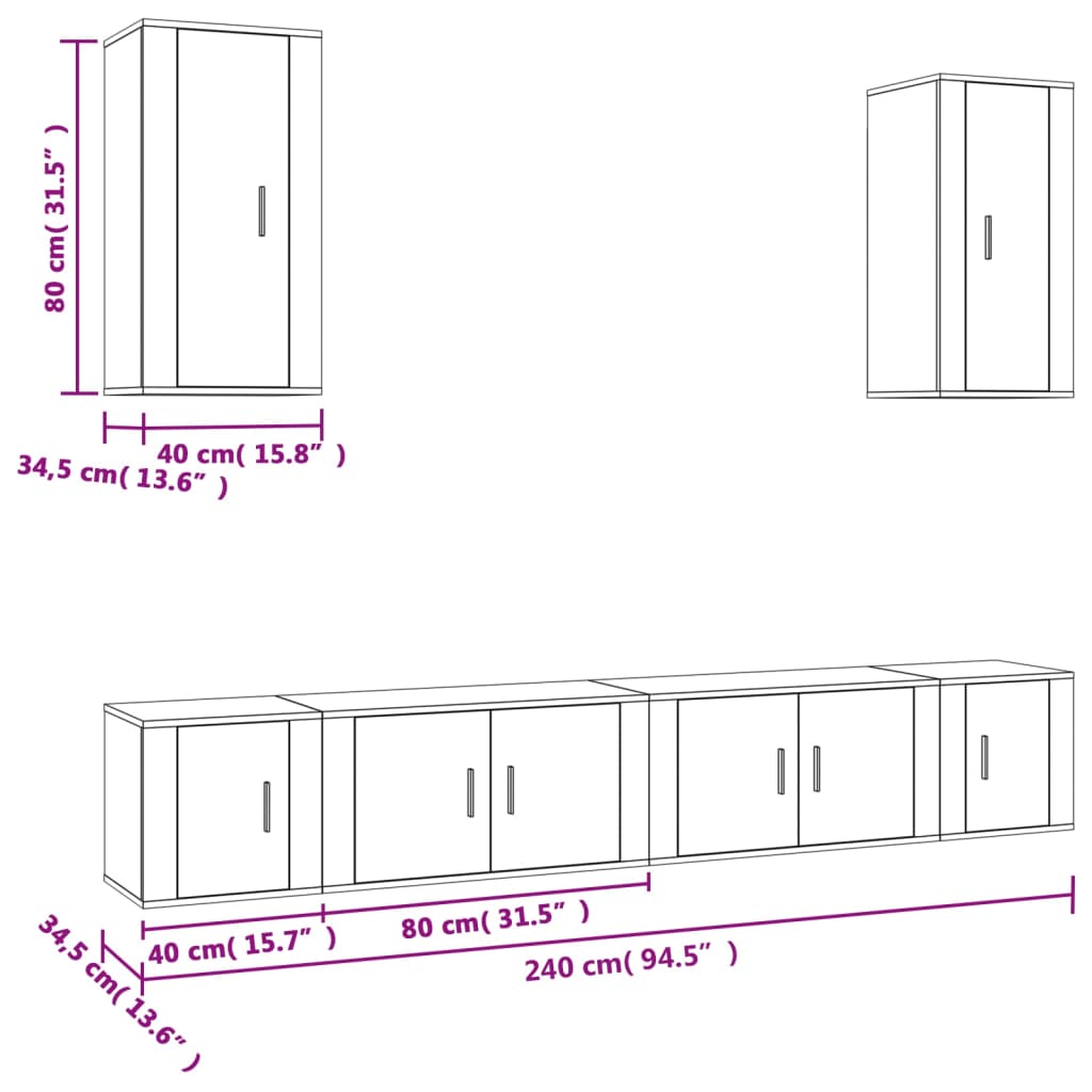 6-tlg. TV-Schrank-Set Weiß Holzwerkstoff