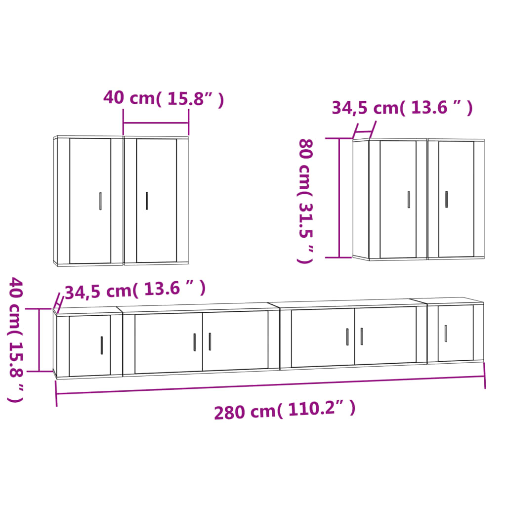 8-tlg. TV-Schrank-Set Weiß Holzwerkstoff