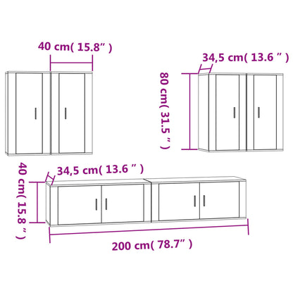 6-tlg. TV-Schrank-Set Weiß Holzwerkstoff