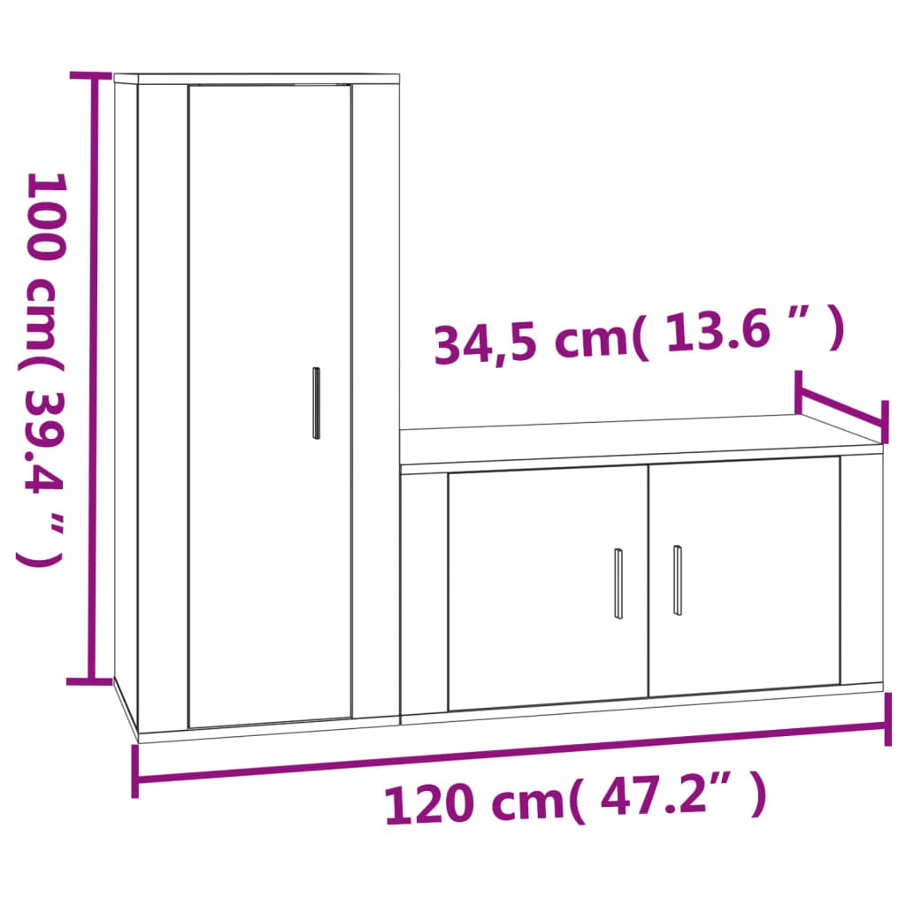 2-tlg. TV-Schrank-Set Weiß Holzwerkstoff