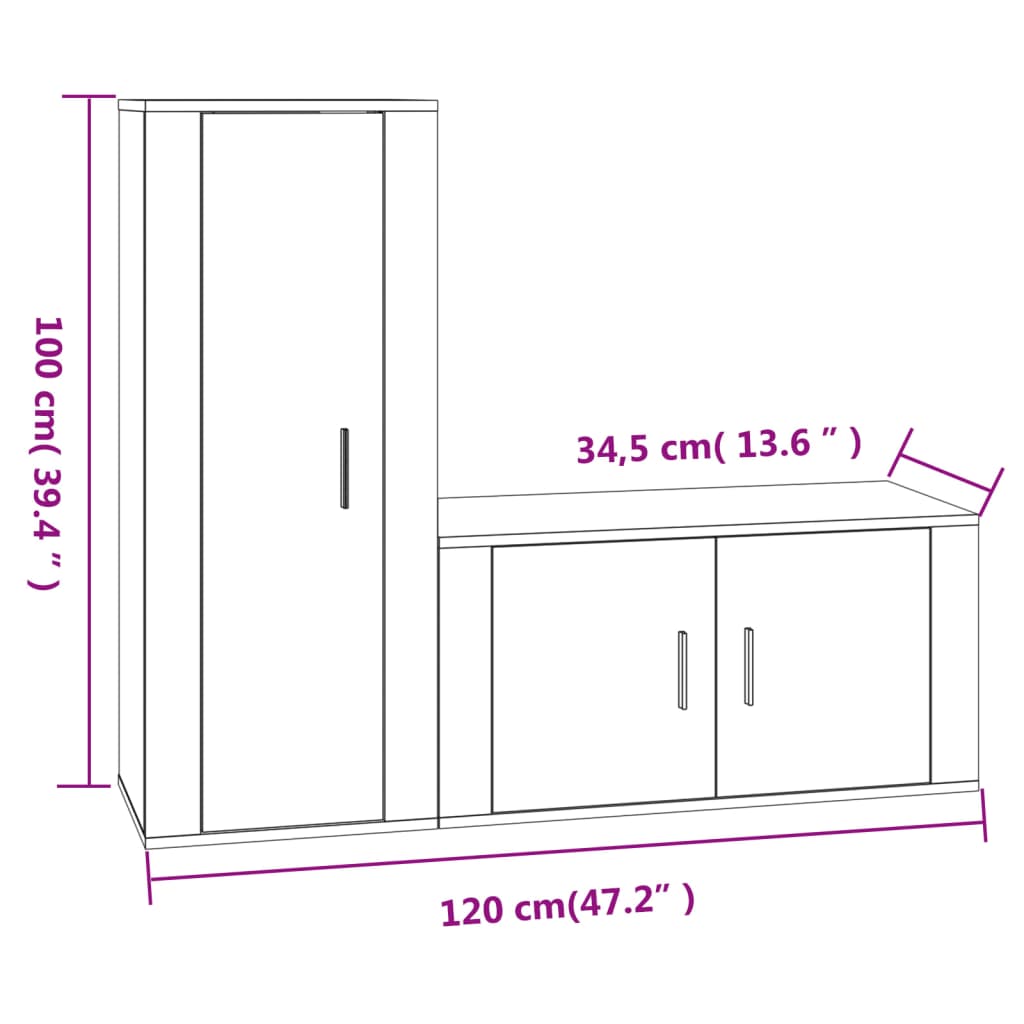 2-tlg. TV-Schrank-Set Betongrau Holzwerkstoff