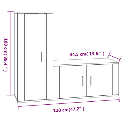 2-tlg. TV-Schrank-Set Betongrau Holzwerkstoff