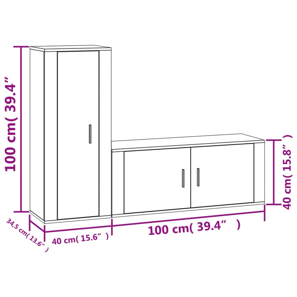 2-tlg. TV-Schrank-Set Weiß Holzwerkstoff