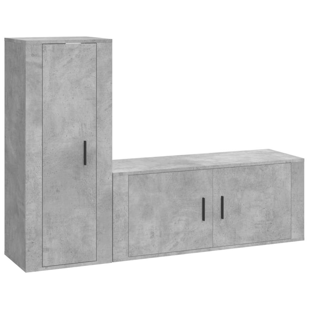 2-tlg. TV-Schrank-Set Betongrau Holzwerkstoff