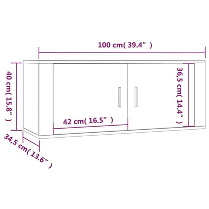 2-tlg. TV-Schrank-Set Betongrau Holzwerkstoff