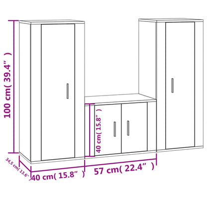 3-tlg. TV-Schrank-Set Weiß Holzwerkstoff