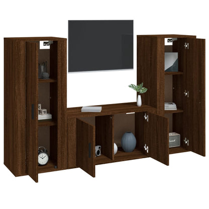 3-tlg. TV-Schrank-Set Braun Eichen-Optik Holzwerkstoff