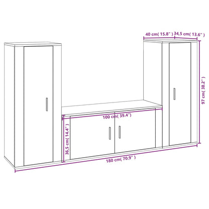 3-tlg. TV-Schrank-Set Räuchereiche Holzwerkstoff