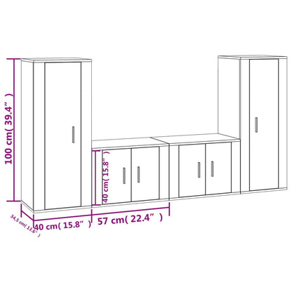 4-tlg. TV-Schrank-Set Weiß Holzwerkstoff