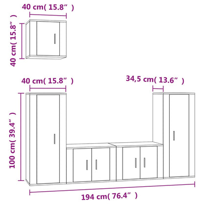 5-tlg. TV-Schrank-Set Schwarz Holzwerkstoff