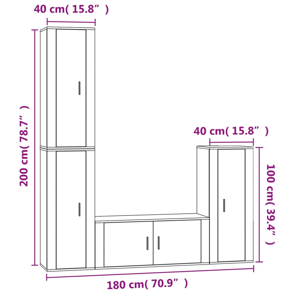 4-tlg. TV-Schrank-Set Weiß Holzwerkstoff