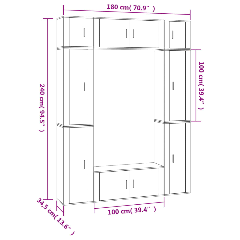 8-tlg. TV-Schrank-Set Weiß Holzwerkstoff