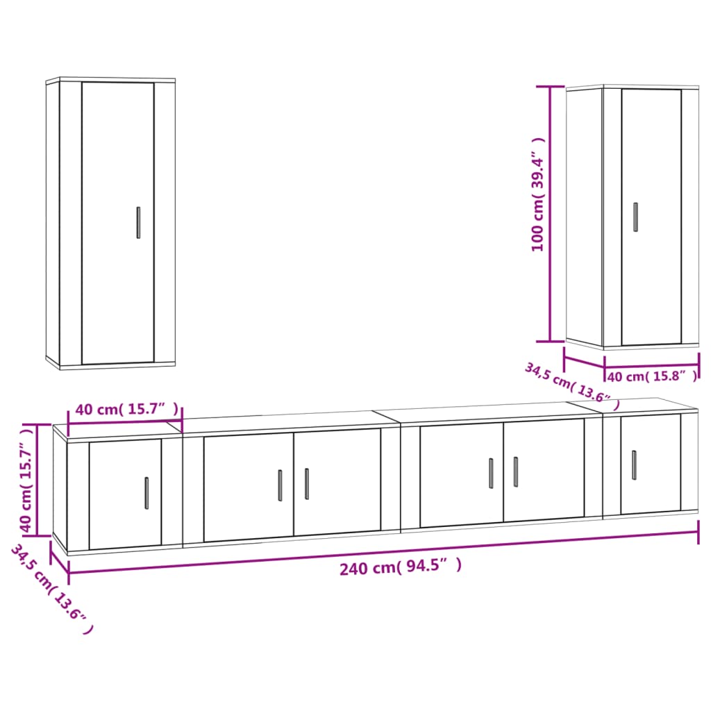 6-tlg. TV-Schrank-Set Weiß Holzwerkstoff