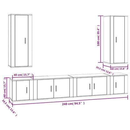 6-tlg. TV-Schrank-Set Hochglanz-Weiß Holzwerkstoff