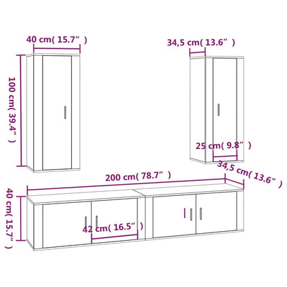 4-tlg. TV-Schrank-Set Weiß Holzwerkstoff