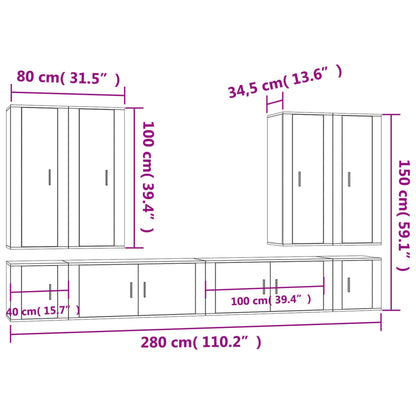 8-tlg. TV-Schrank-Set Weiß Holzwerkstoff