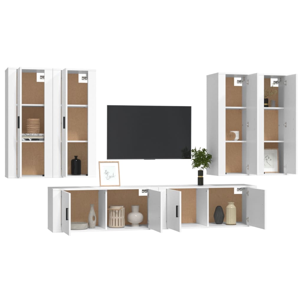 6-tlg. TV-Schrank-Set Weiß Holzwerkstoff