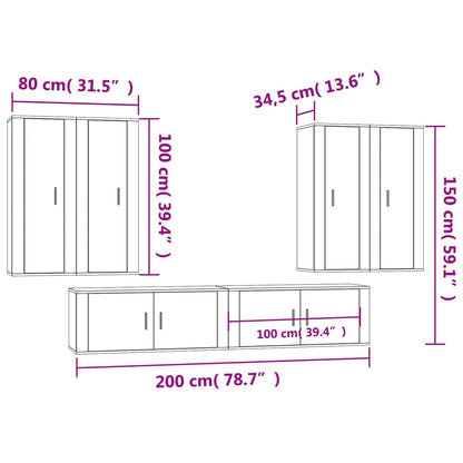 6-tlg. TV-Schrank-Set Hochglanz-Weiß Holzwerkstoff