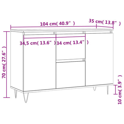 Sideboard Hochglanz-Weiß 104x35x70 cm Holzwerkstoff