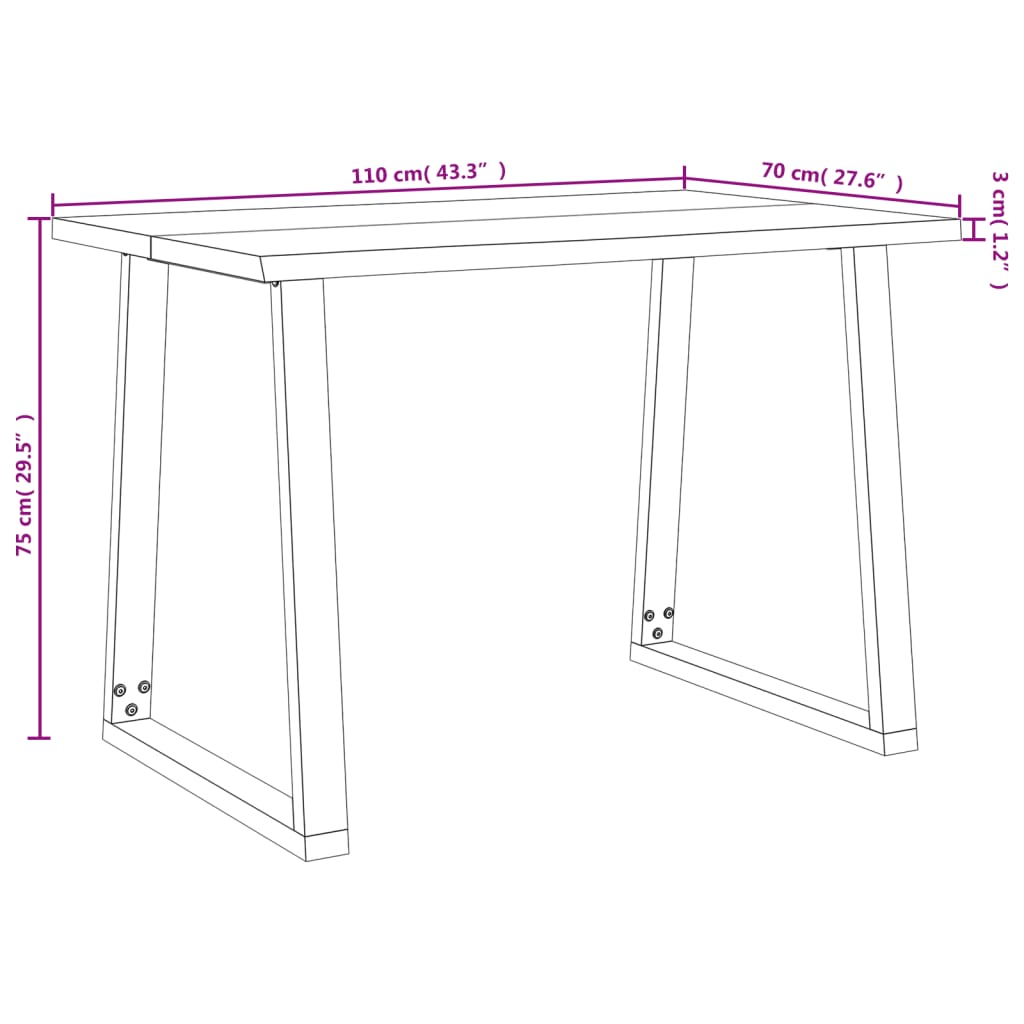 Esstisch Baumkante 110x70x75 cm Massivholz Akazie