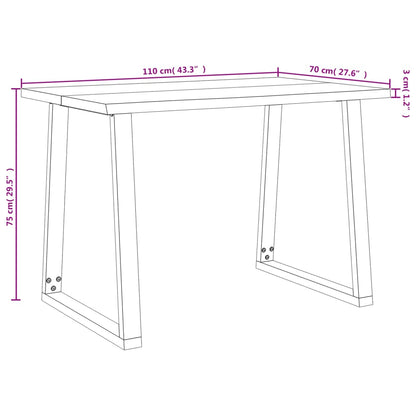 Esstisch Baumkante 110x70x75 cm Massivholz Akazie