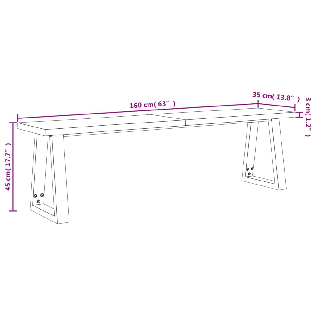 Rub klupe od punog bagremovog drveta 160 cm